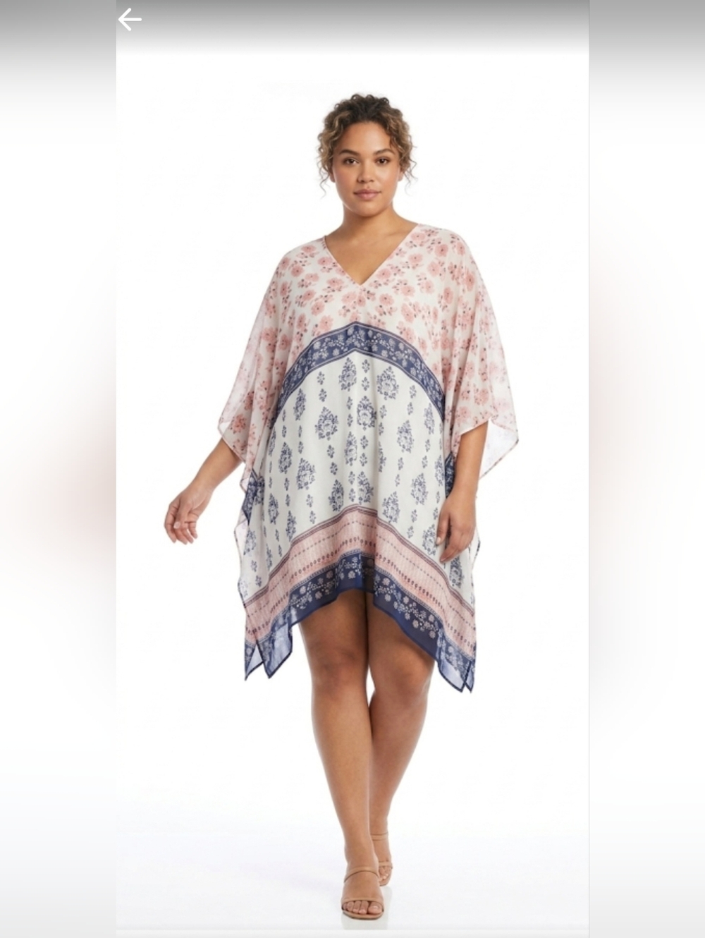 Vince Camuto Pink and Blue Floral Tunic, Size 2X/ 3X